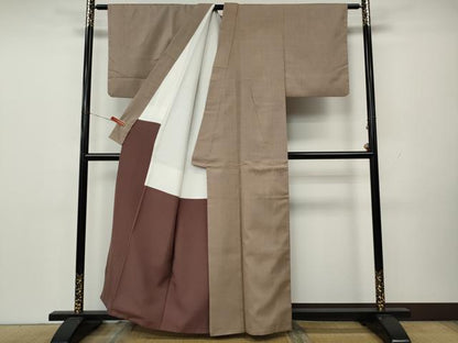 平和屋着物●結城紬　白茶色　正絹　逸品　CABK8314ut