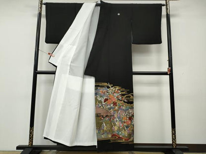 平和屋着物●豪華黒留袖　総刺繍　平安人物花車文　正絹　逸品　CABK8315ut