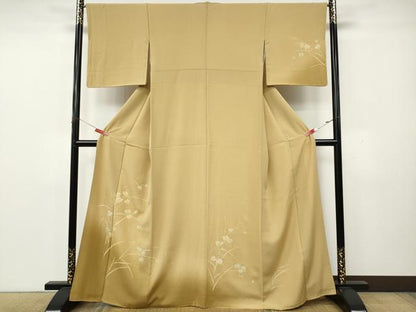 平和屋着物●訪問着　刺繍　葡萄蔦の葉文　暈し染め　金彩　正絹　逸品　CABK8317ut