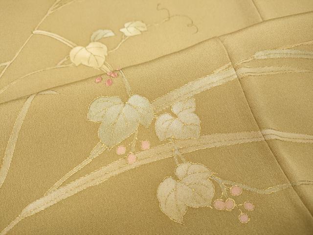 平和屋着物●訪問着　刺繍　葡萄蔦の葉文　暈し染め　金彩　正絹　逸品　CABK8317ut