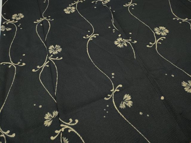 平和屋着物●小紋　草花間道　黒地　洗える着物　CABK8322ut