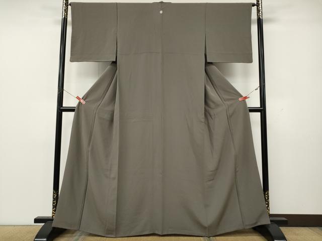 平和屋着物●上質な色無地　茶鼠色　正絹　逸品　CABK8328ut