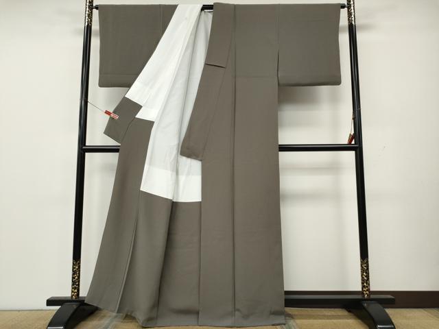 平和屋着物●上質な色無地　茶鼠色　正絹　逸品　CABK8328ut