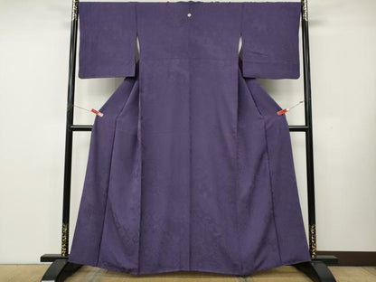 平和屋着物●上質な色無地　道長更紗花地紋　江戸紫色　正絹　逸品　CABK8329ut