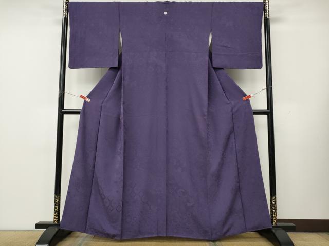 平和屋着物●上質な色無地　道長更紗花地紋　江戸紫色　正絹　逸品　CABK8329ut