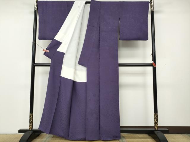 平和屋着物●上質な色無地　道長更紗花地紋　江戸紫色　正絹　逸品　CABK8329ut