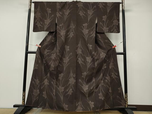 平和屋着物●結城紬　100亀甲　草花文　飛び亀甲柄　正絹　逸品　CABK8334ut