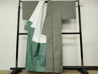 平和屋着物●結城紬　80亀甲　麻の葉文様　正絹　逸品　未使用　CABK8336ut