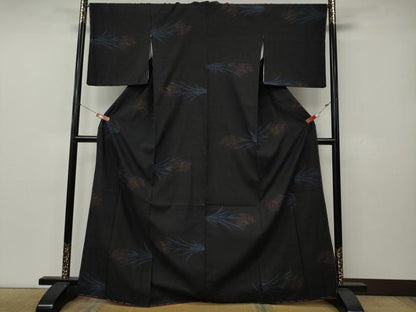 平和屋着物●結城紬　100亀甲　草花文　飛び亀甲柄　正絹　逸品　CABK8337ut