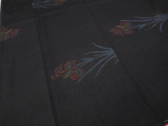 平和屋着物●結城紬　100亀甲　草花文　飛び亀甲柄　正絹　逸品　CABK8337ut