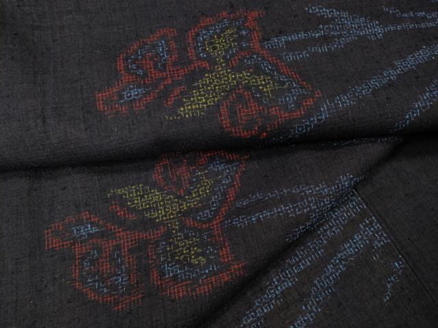 平和屋着物●結城紬　100亀甲　草花文　飛び亀甲柄　正絹　逸品　CABK8337ut