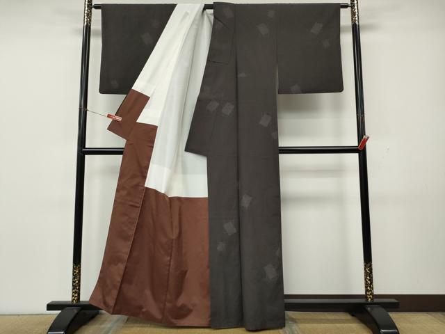 平和屋着物●結城紬　80亀甲　色紙重ね文　飛び亀甲柄　正絹　逸品　CABK8338ut