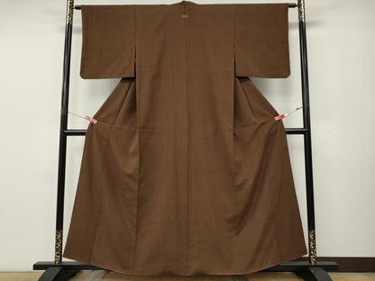 平和屋着物●上質な紬　枯茶色　正絹　逸品　CABK8340ut