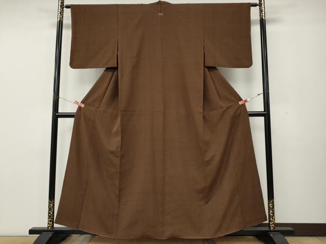 平和屋着物●上質な紬　枯茶色　正絹　逸品　CABK8340ut