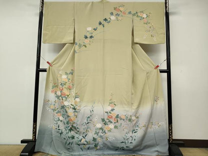 平和屋着物●高級染元　粋峰　林芳夫　京加賀友禅　訪問着　草花文　暈し染め　正絹　逸品　CABK8343ut