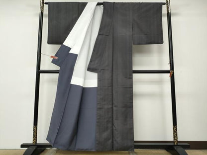 平和屋着物●江戸小紋　紬地　吉祥間道　正絹　逸品　CABK8358ut