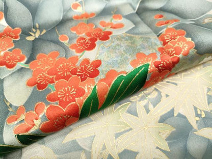 平和屋着物●豪華振袖　草花尽くし　金銀彩　正絹　逸品　CABK8360ut