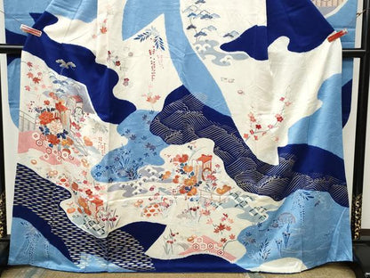 平和屋着物●豪華振袖　駒刺繍　御所車鴛鴦花文　金彩　高島屋扱い　正絹　逸品　CABK8361ut