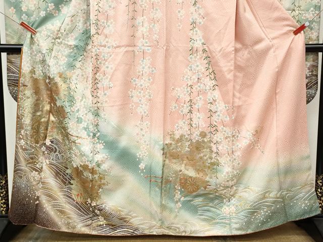 平和屋着物●豪華振袖　流水花車文　暈し染め　金銀彩　やまと誂製　十二単風　正絹　逸品　CABK8363ut