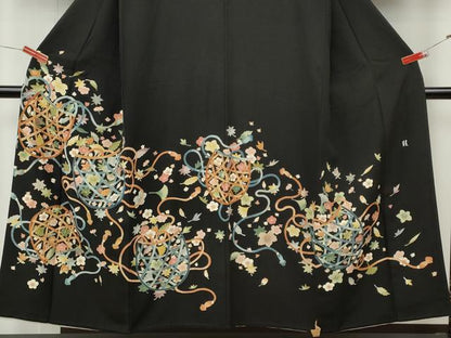 平和屋着物●豪華黒留袖　作家物　花籠文　金彩　正絹　逸品　CABK8365ut