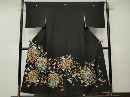 平和屋着物●豪華黒留袖　作家物　花籠文　金彩　正絹　逸品　CABK8365ut