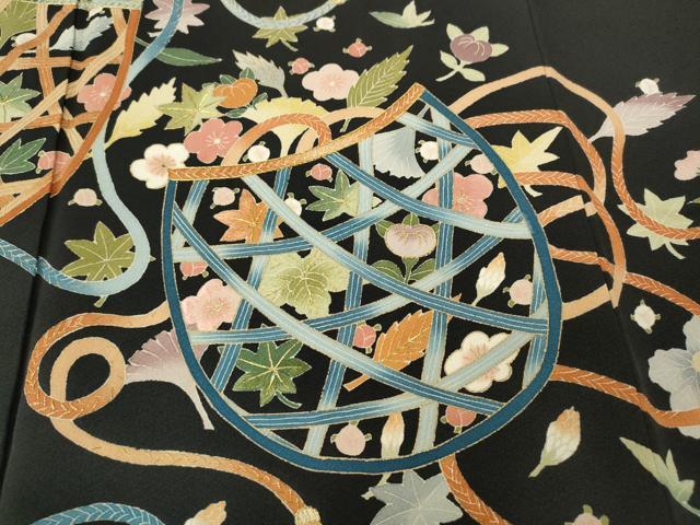 平和屋着物●豪華黒留袖　作家物　花籠文　金彩　正絹　逸品　CABK8365ut