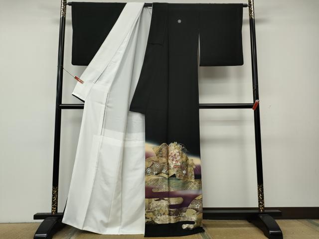 平和屋着物●豪華黒留袖　駒刺繍　吉祥鼓　暈し染め　金銀彩　さが美扱い　正絹　逸品　CABK8366ut