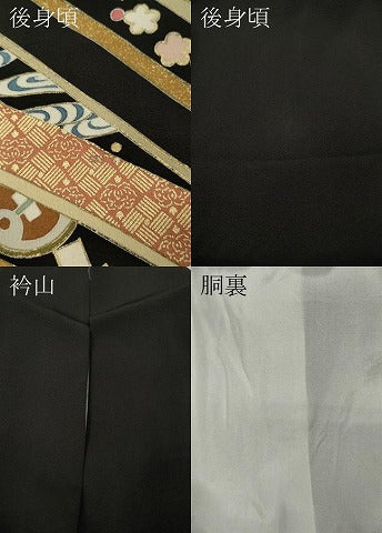 平和屋着物●豪華黒留袖　駒刺繍　立波舞花文　金彩　松坂屋扱い　正絹　逸品　CABK8368ut