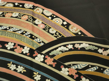平和屋着物●豪華黒留袖　駒刺繍　立波舞花文　金彩　松坂屋扱い　正絹　逸品　CABK8368ut