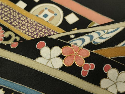 平和屋着物●豪華黒留袖　駒刺繍　立波舞花文　金彩　松坂屋扱い　正絹　逸品　CABK8368ut