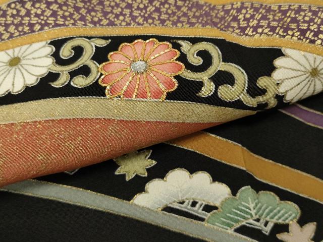 平和屋着物●豪華黒留袖　駒刺繍　立波舞花文　金彩　松坂屋扱い　正絹　逸品　CABK8368ut