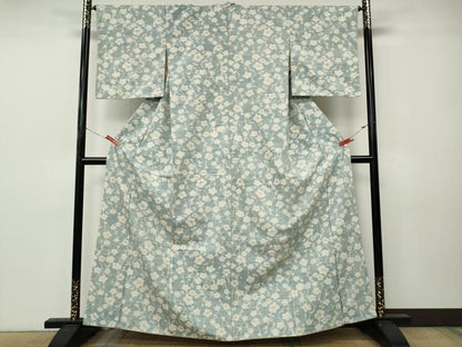 平和屋着物●小千谷紬　枝花文　正絹　逸品　CABK8369ut
