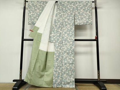 平和屋着物●小千谷紬　枝花文　正絹　逸品　CABK8369ut