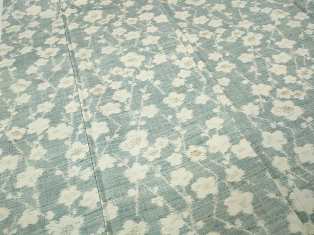 平和屋着物●小千谷紬　枝花文　正絹　逸品　CABK8369ut