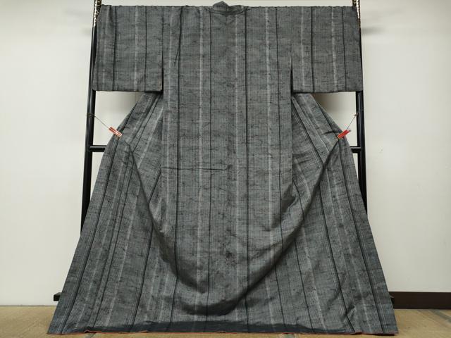平和屋着物●上質な紬　絞り　間道　ロング丈　正絹　逸品　CABK8370ut