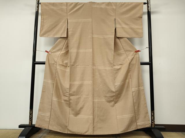 平和屋着物●上質な紬　横段文　正絹　逸品　CABK8372ut