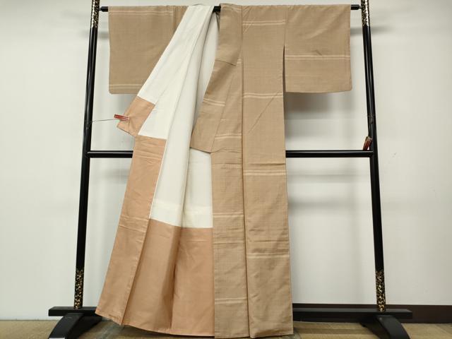 平和屋着物●上質な紬　横段文　正絹　逸品　CABK8372ut
