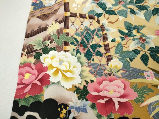 平和屋着物●豪華黒留袖　友禅　作家物　流水草花文　暈し染め　正絹　逸品　CABK8373ut