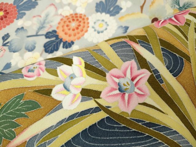平和屋着物●豪華黒留袖　友禅　作家物　流水草花文　暈し染め　正絹　逸品　CABK8373ut