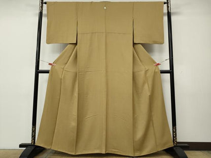 平和屋着物●上質な色無地　舞葉地紋　飴色　正絹　逸品　CABK8374ut