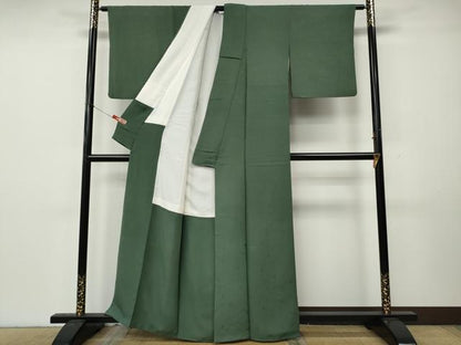 平和屋着物●上質な色無地　雪芝花地紋　薄青色　正絹　逸品　CABK8376ut