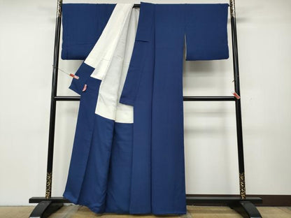 平和屋着物●上質な色無地　紺色　正絹　逸品　CABK8377ut