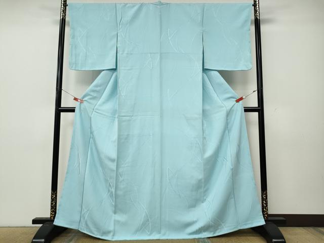 平和屋着物●上質な色無地　草葉地紋　白藍色　正絹　逸品　未使用　CABK8379ut
