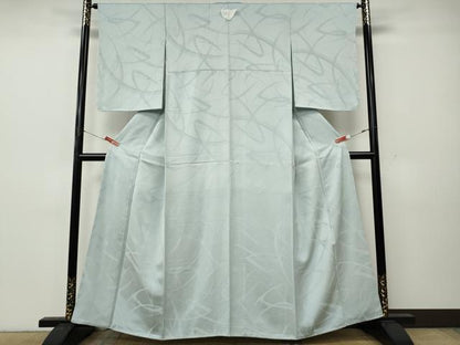 平和屋着物●上質な色無地　吉祥地紋　藍白色　正絹　逸品　未使用　CABK8380ut