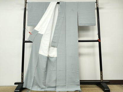 平和屋着物●染色作家　安達華生監修　色無地　霞地紋　秘色色　正絹　逸品　CABK8381ut