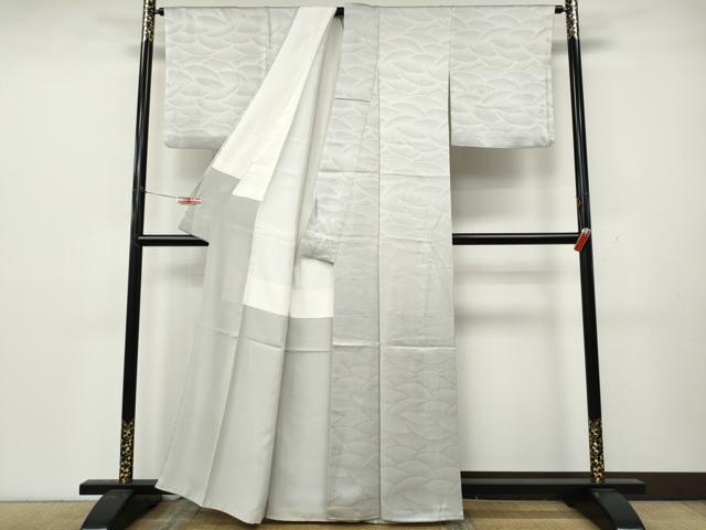 平和屋着物●上質な色無地　青海波地紋　薄梅鼠色　正絹　逸品　CABK8383ut