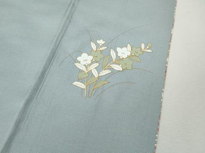 平和屋着物●中国三大刺繍　スワトウ刺繍　汕頭刺繍　訪問着　雪輪立波花文　暈し染め　金彩　正絹　逸品　CABK8390ut