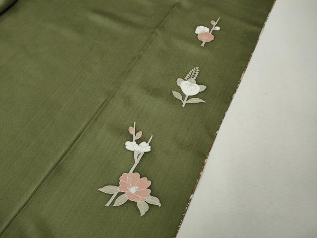 平和屋着物●豪華色留袖　駒刺繍　絵巻草花文　暈し染め　金銀彩　正絹　逸品　未使用　CABK8392ut