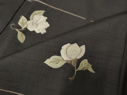 平和屋着物●中国三大刺繍 蘇州刺繍 総刺繍 訪問着 本場縞大島紬 作家物 舞花文 長永織物謹製 証紙付き 正絹 逸品 未使用 CABK8396ut