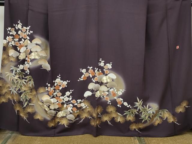 平和屋着物●豪華色留袖　作家物　駒刺繍　松竹梅　暈し染め　金彩　反端付き　正絹　逸品　CABK8398ut